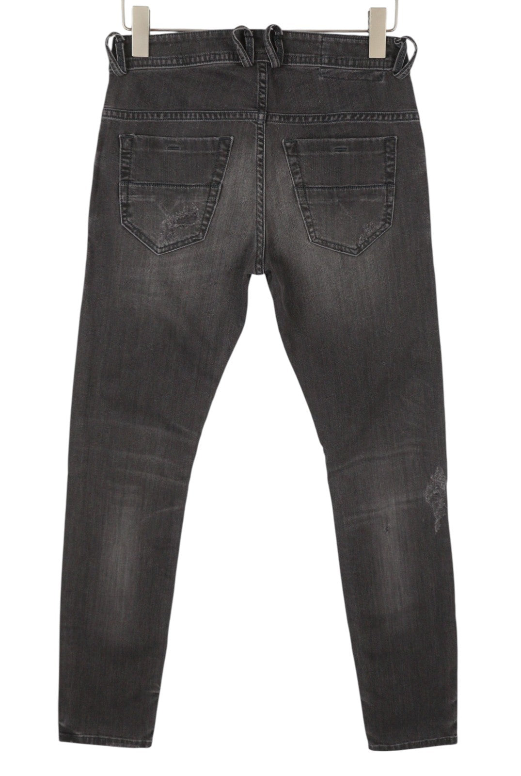 DIESEL Thommer 069BH Men Jeans W28/L32 Black Whiskers Faded Distress Slim Skinny