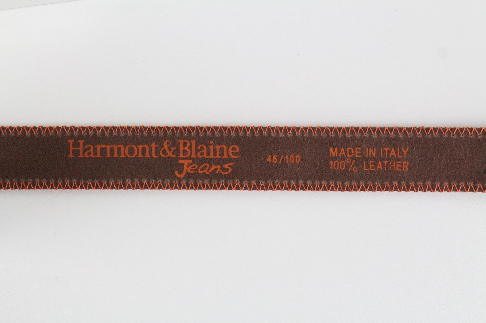 HARMONT & BLAINE Men Belt 100 cm Brown Genuine Leather Orange Threading Logo