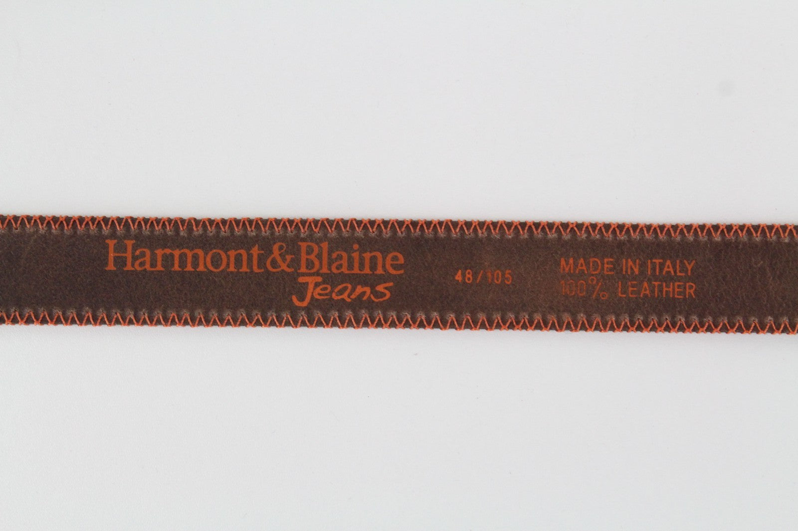 HARMONT & BLAINE Men Belt 105 cm Brown Casual Pure Leather Buckled Threaded*