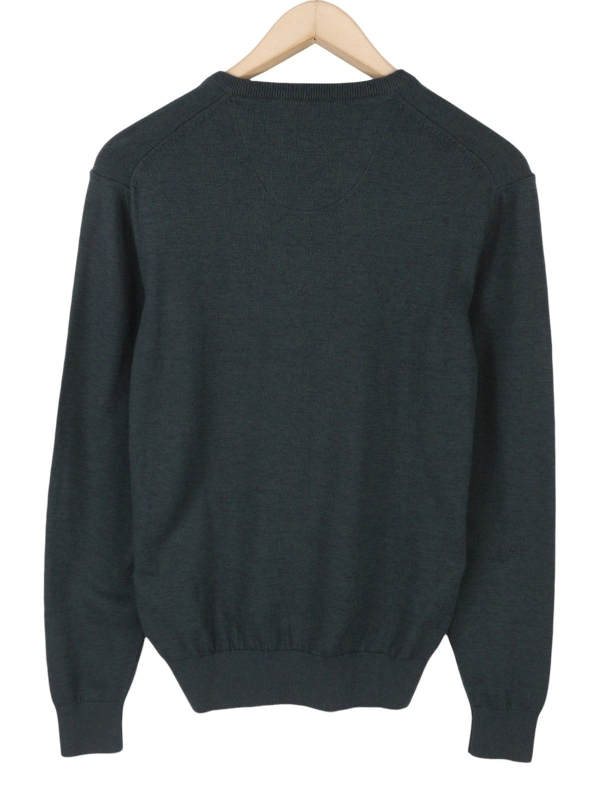 STATE OF ART Men Jumper S Dark Grey Melange Knitted V-Neck Pull On