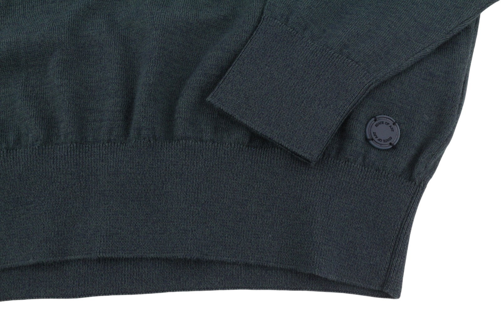 STATE OF ART Men Jumper S Dark Grey Melange Knitted V-Neck Pull On