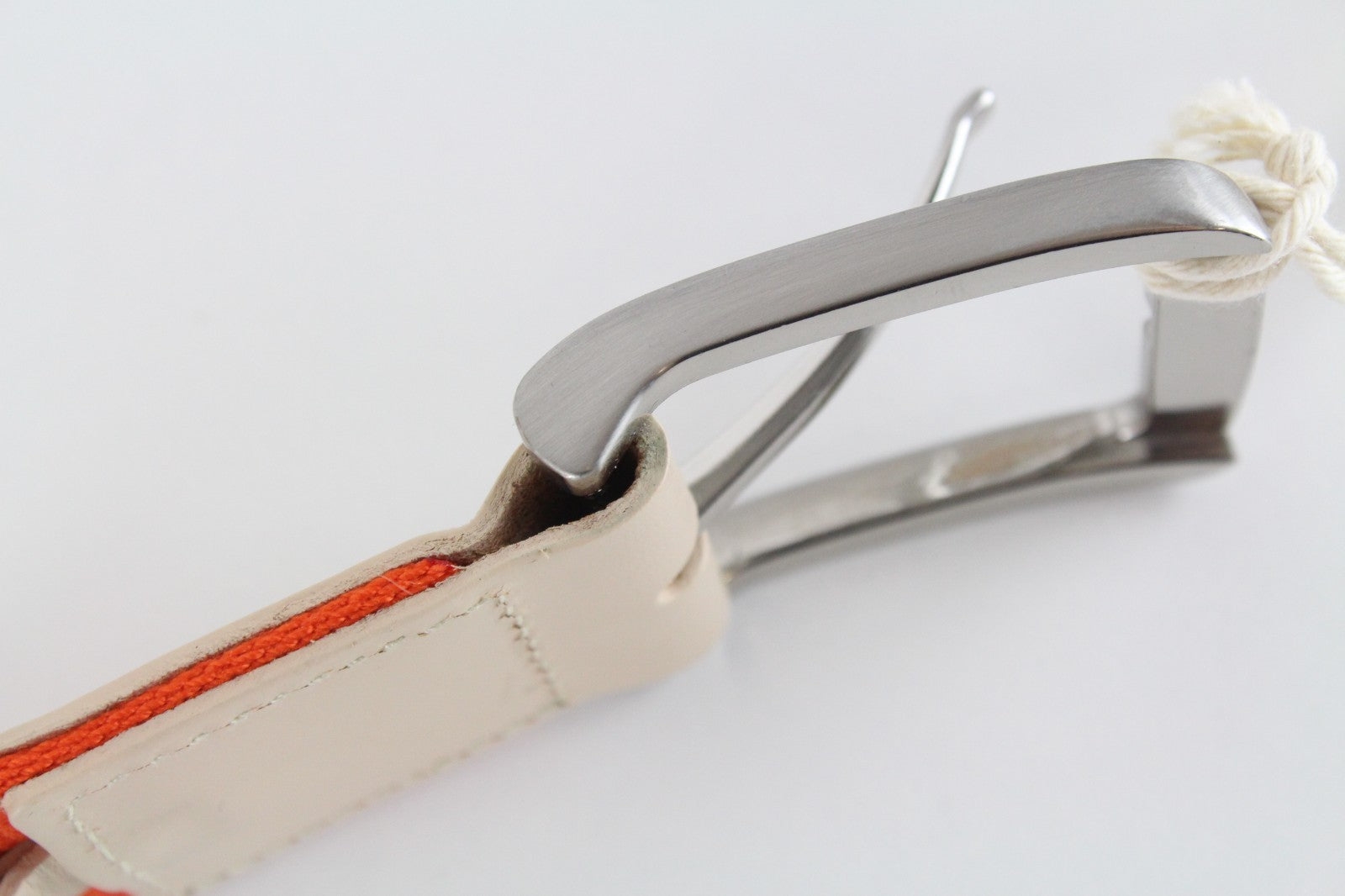 HARMONT & BLAINE Men Belt 105 cm Beige Leather Detailed Square-Ended Orange
