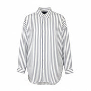 SCOTCH & SODA Men Shirt L White Pinstriped Long Fit Button-Up Spread Neck