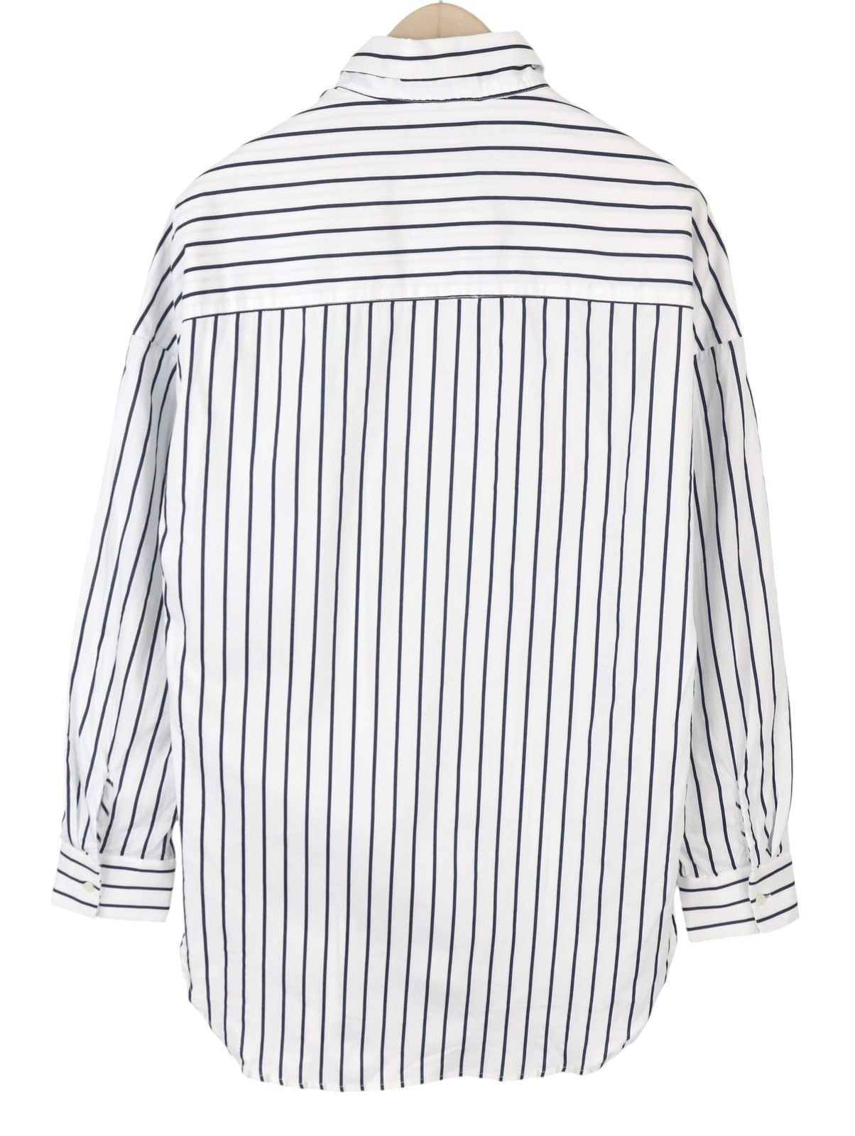 SCOTCH & SODA Men Shirt L White Pinstriped Long Fit Button-Up Spread Neck