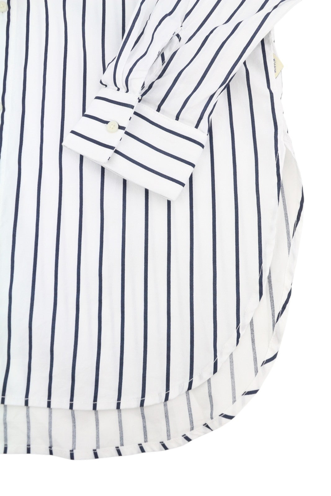 SCOTCH & SODA Men Shirt L White Pinstriped Long Fit Button-Up Spread Neck