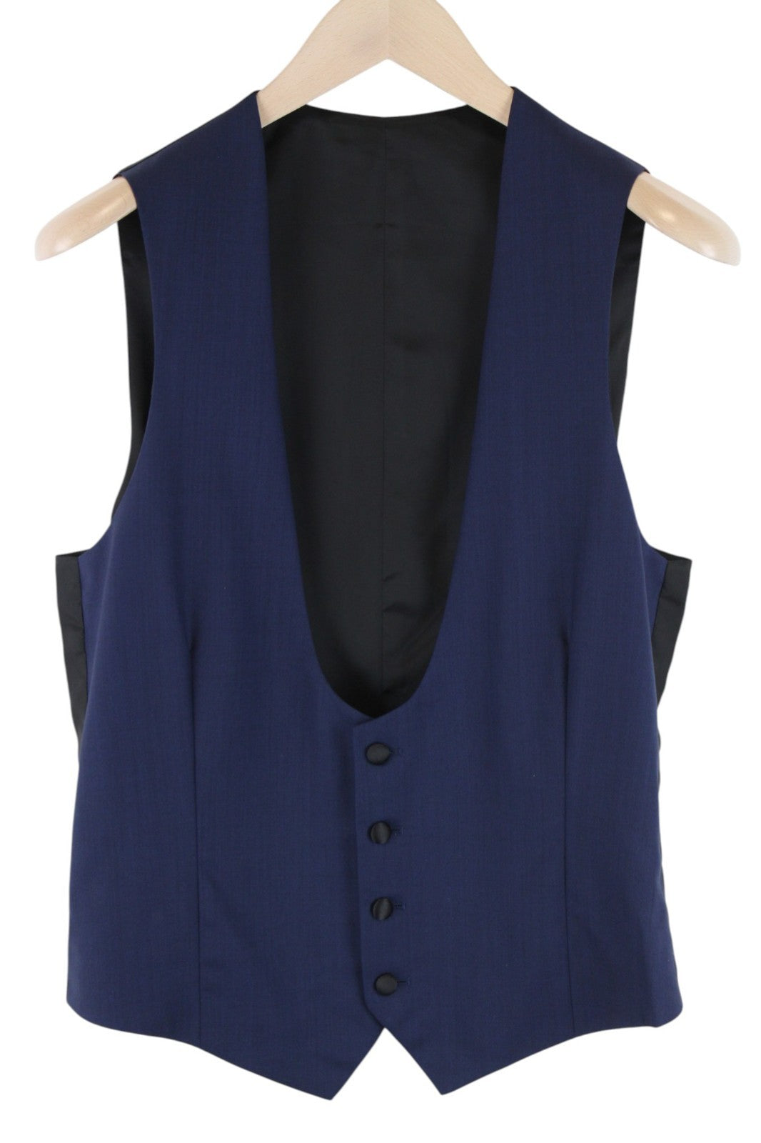 SUITSUPPLY Lazio Men Waistcoat UK38 Blue Pure Wool Single-Breasted U-neck