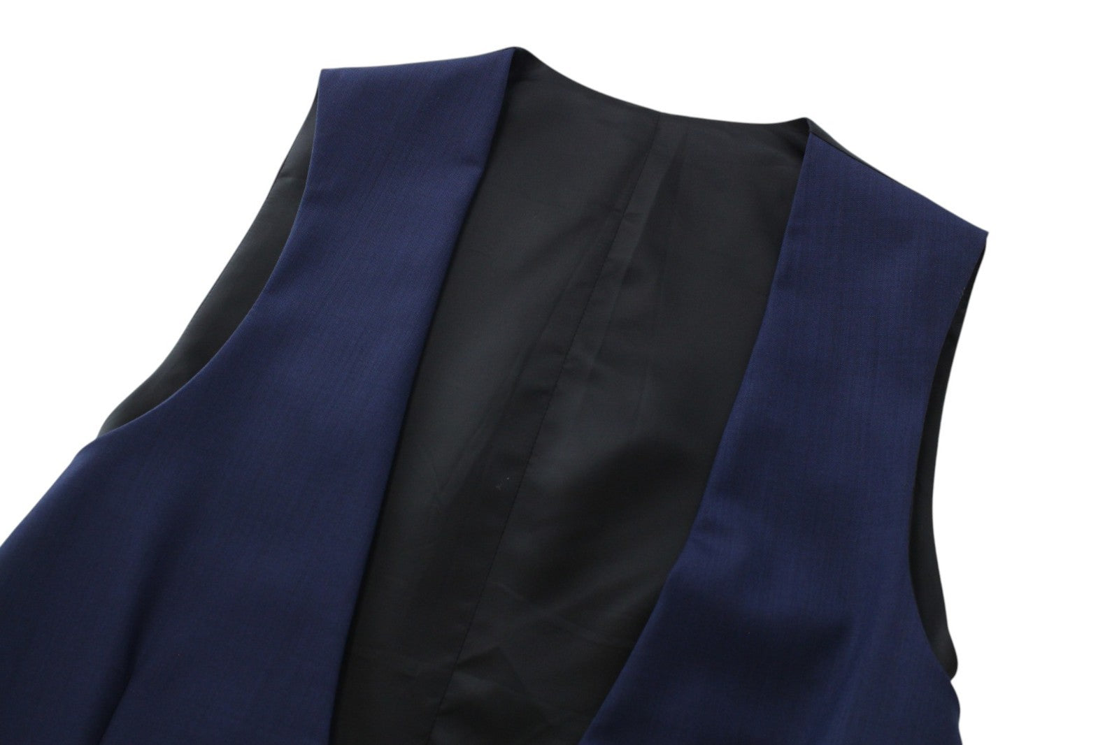 SUITSUPPLY Lazio Men Waistcoat UK38 Blue Pure Wool Single-Breasted U-neck