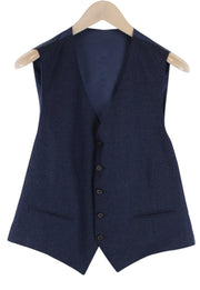 SUITSUPPLY Ferrara Men Waistcoat UK42S Blue Pure Wool Single-Breasted V-neck
