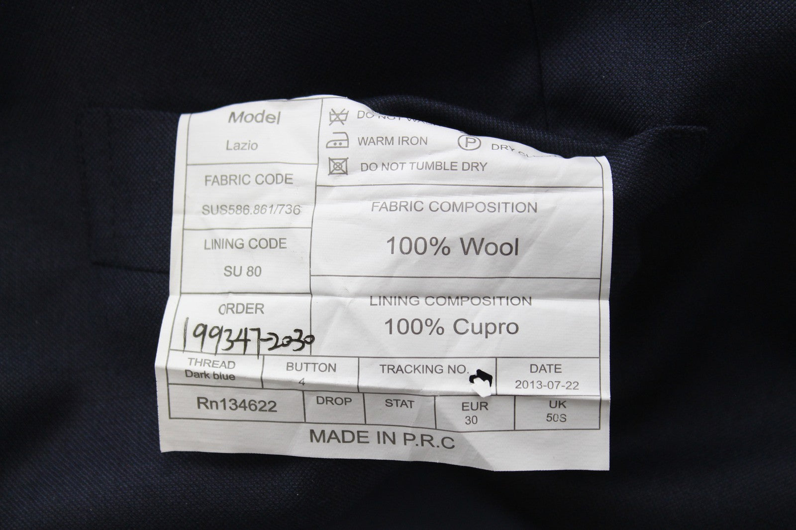 SUITSUPPLY Lazio Men Waistcoat UK50S Pure Wool Navy Waistcoat Trousers 2 Piece