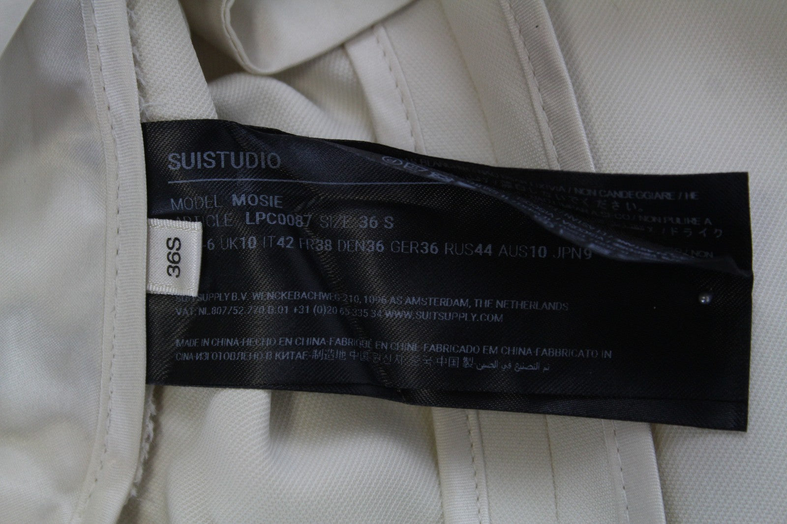 SUISTUDIO Mosie Women Blazer UK10 Off-White Draped Lapels Cropped Long Sleeve