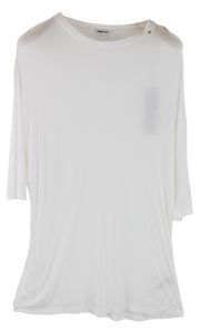 REPLAY Women T-Shirt S Off-White 3/4 Sleeve See-Through Pull On Round Neck