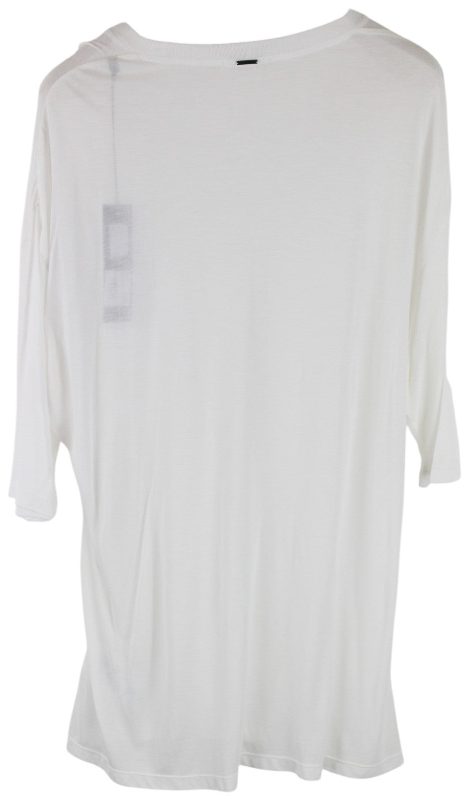 REPLAY Women T-Shirt S Off-White 3/4 Sleeve See-Through Pull On Round Neck