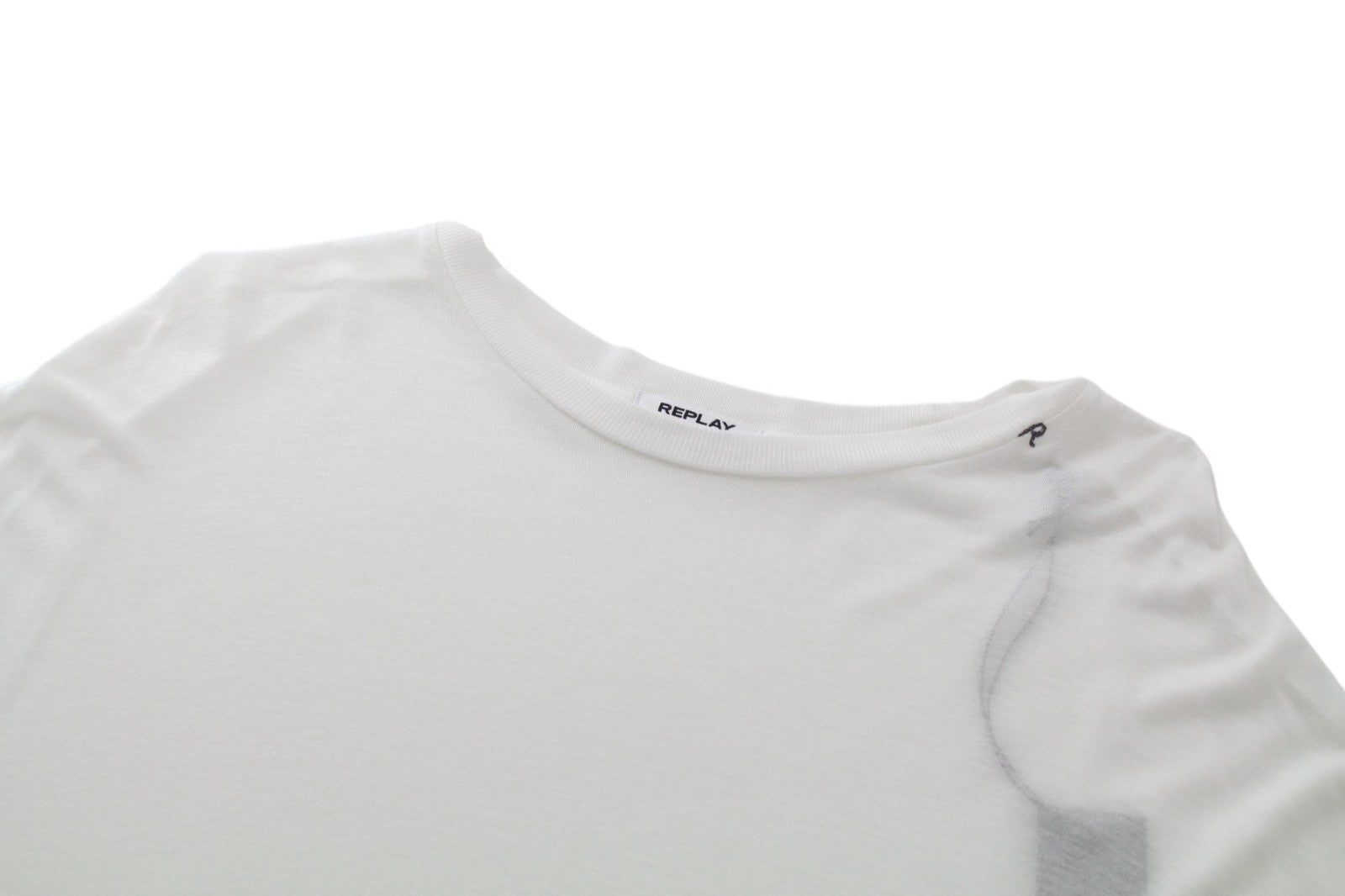 REPLAY Women T-Shirt S Off-White 3/4 Sleeve See-Through Pull On Round Neck