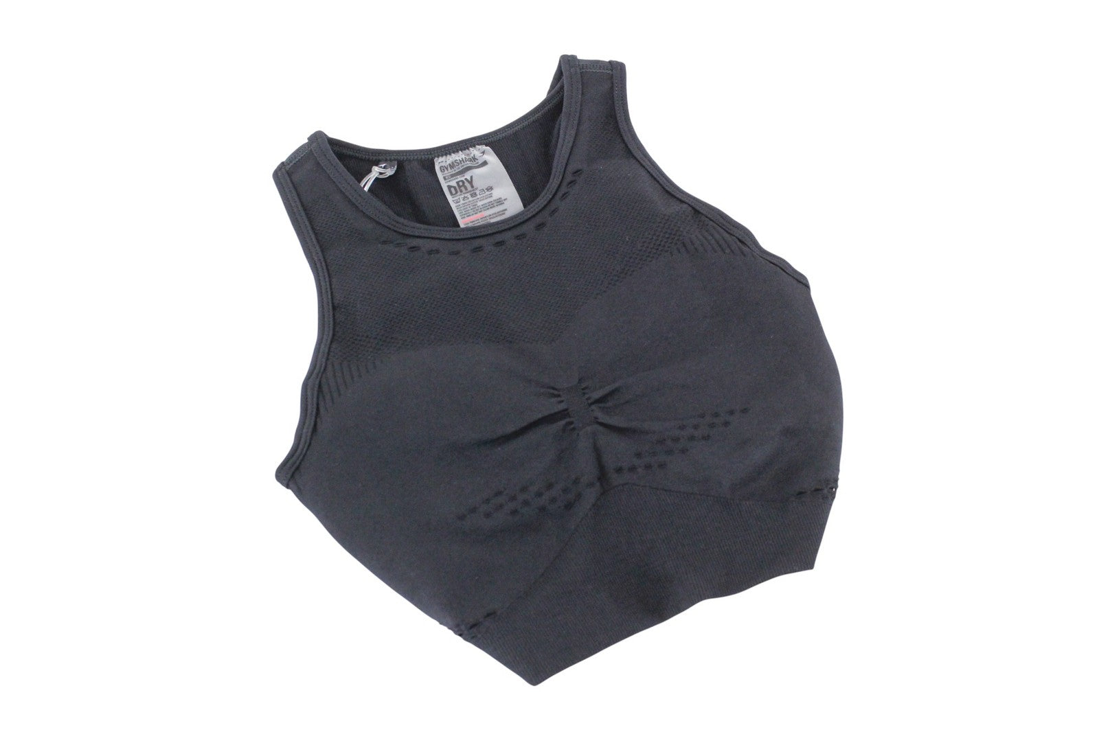 GYMSHARK Flawless Women Sport Bra XS Black Stretch Padded Knit Gym Activewear