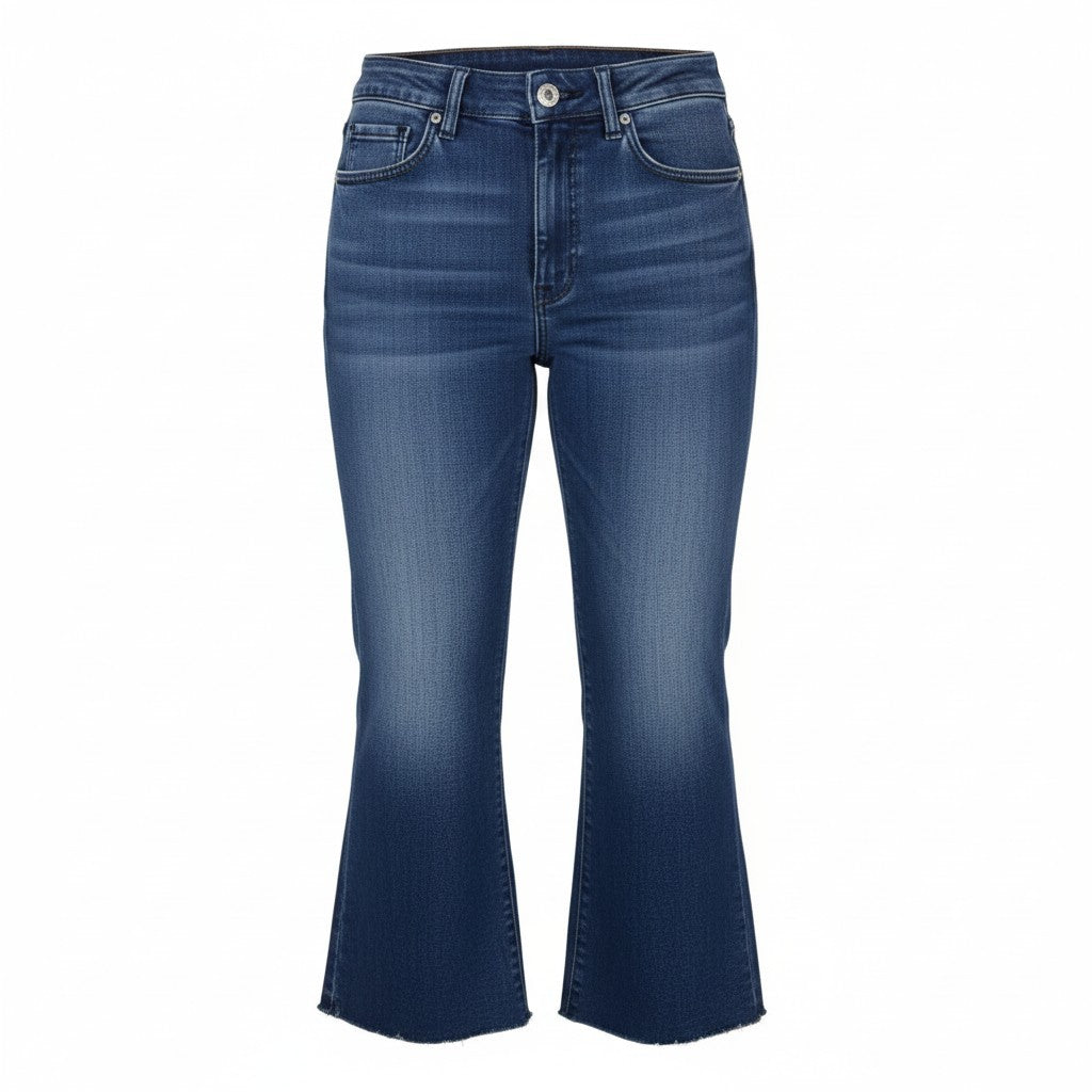 SCOTCH & SODA Women Jeans W25/L32 Blue Whiskers Faded Distress Hems Bootcut Fit