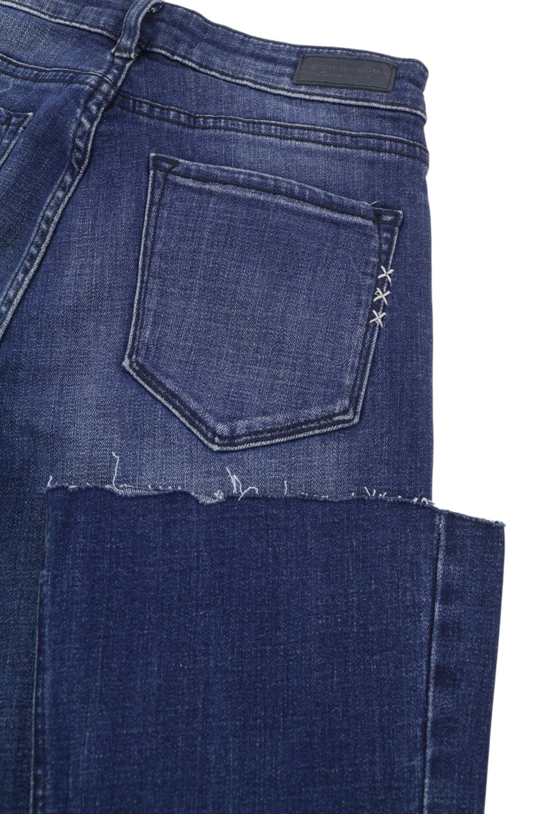 SCOTCH & SODA Women Jeans W25/L32 Blue Whiskers Faded Distress Hems Bootcut Fit