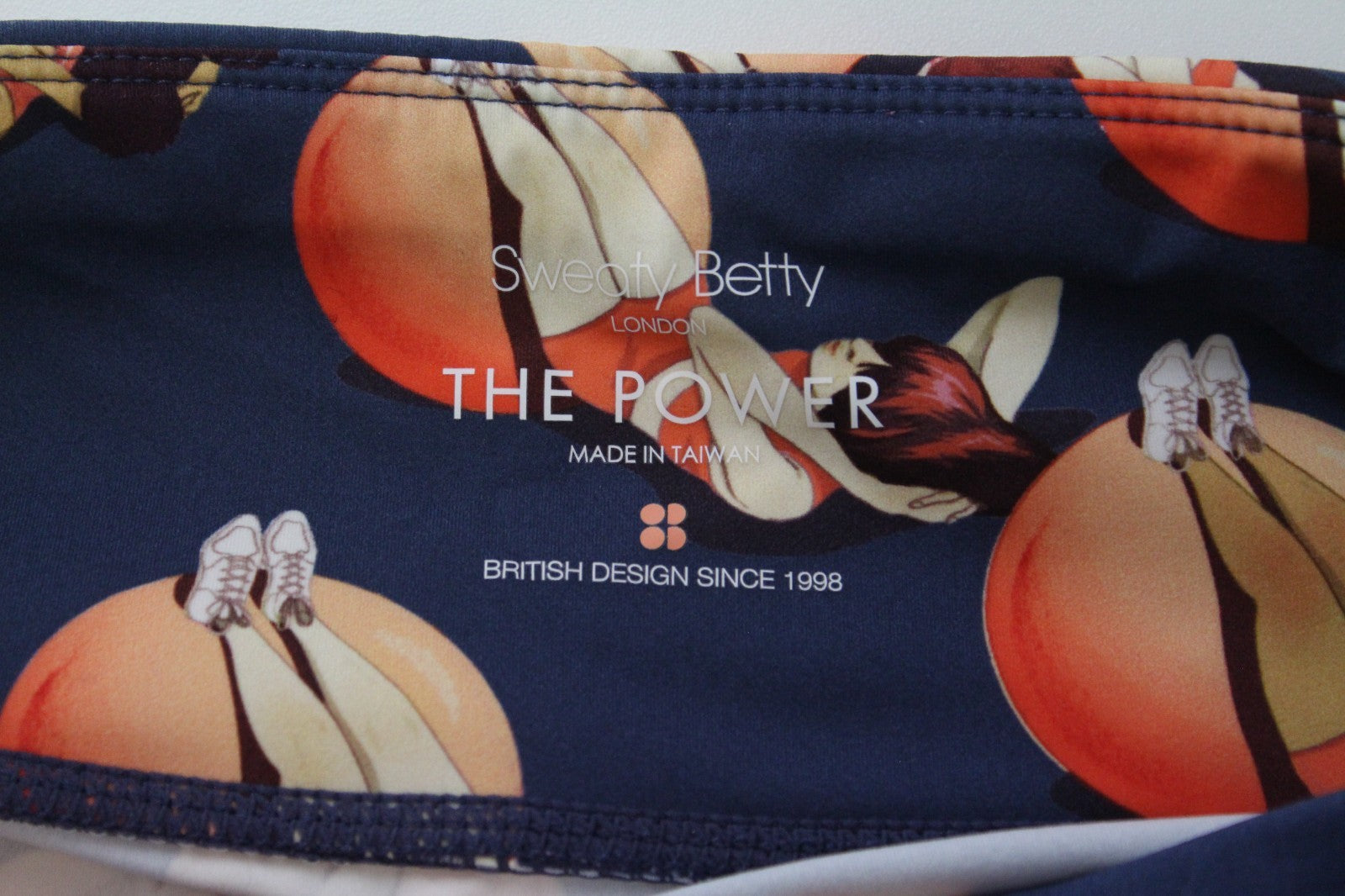 SWEATY BETTY The Power Women Sport Leggings XS Navy Stretch Patterned Activewear