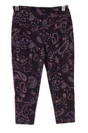 SWEATY BETTY Women Sport Leggings S Purple Stretch Paisley Patterned Activewear