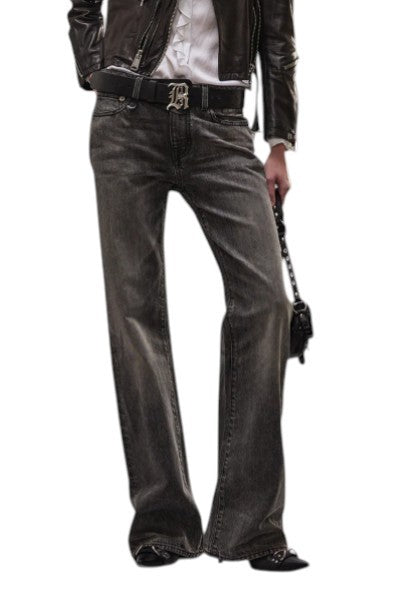 R13 Effie Women Jeans 27 Polaris Black Whiskers Faded Dark PS26 RRP850