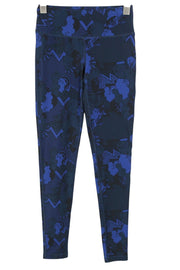 SWEATY BETTY Women Sport Leggings 2XS Blue Stretch Patterned Activewear Pull On