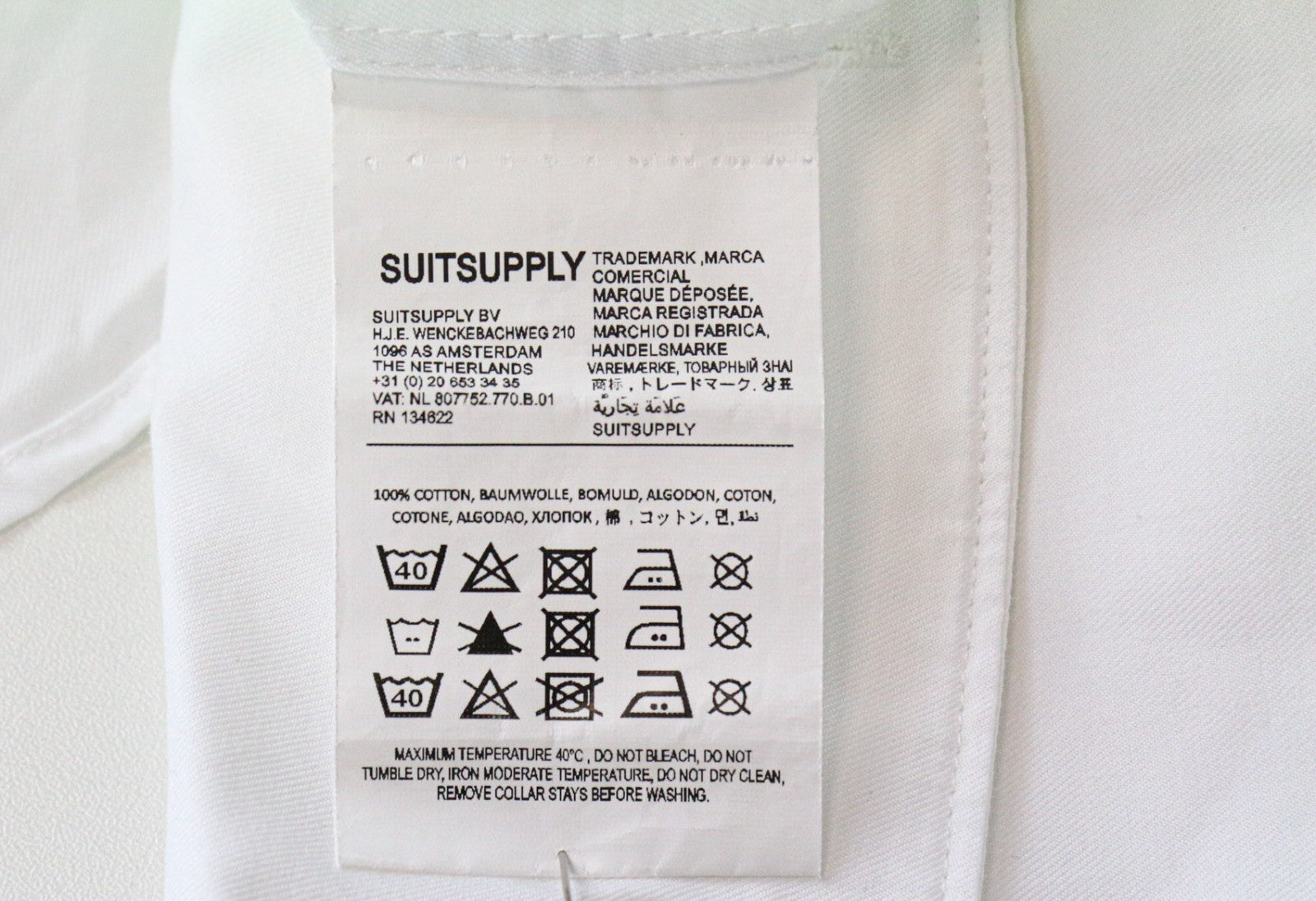 „SUITSUPPLY“ vyriški formalūs marškiniai, 40/15 3/4 ploni, balti medvilniniai, iškirpti, dryžuoti marškiniai 