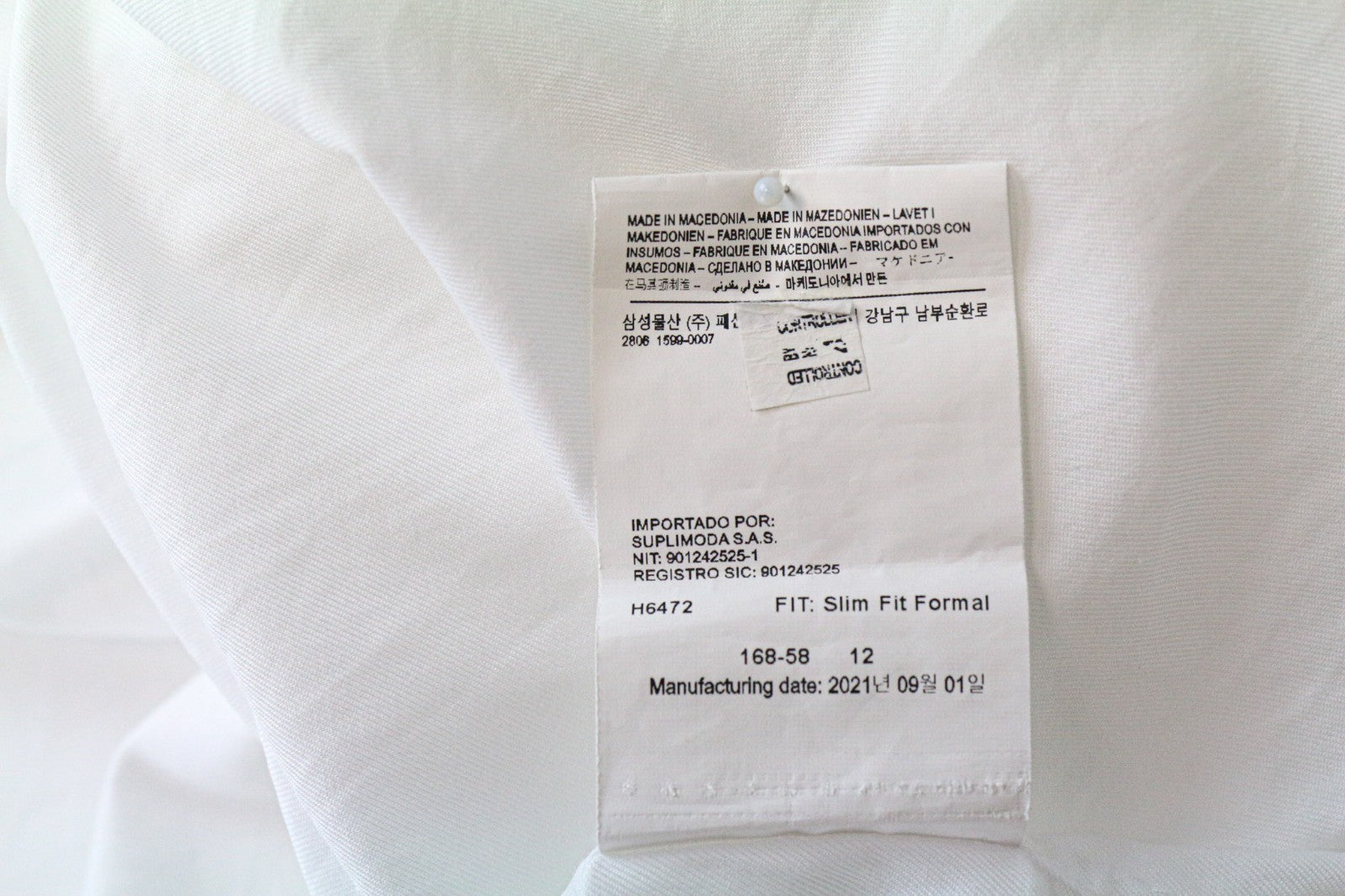 „SUITSUPPLY“ vyriški formalūs marškiniai, 40/15 3/4 ploni, balti medvilniniai, iškirpti, dryžuoti marškiniai 