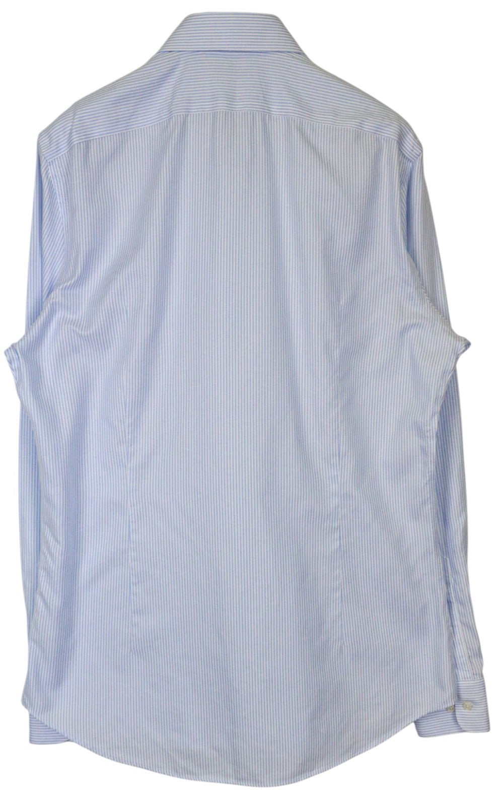 SUITSUPPLY vyriški formalūs marškinėliai 43L/17L itin ploni mėlyni medvilniniai dryžuoti raštai 