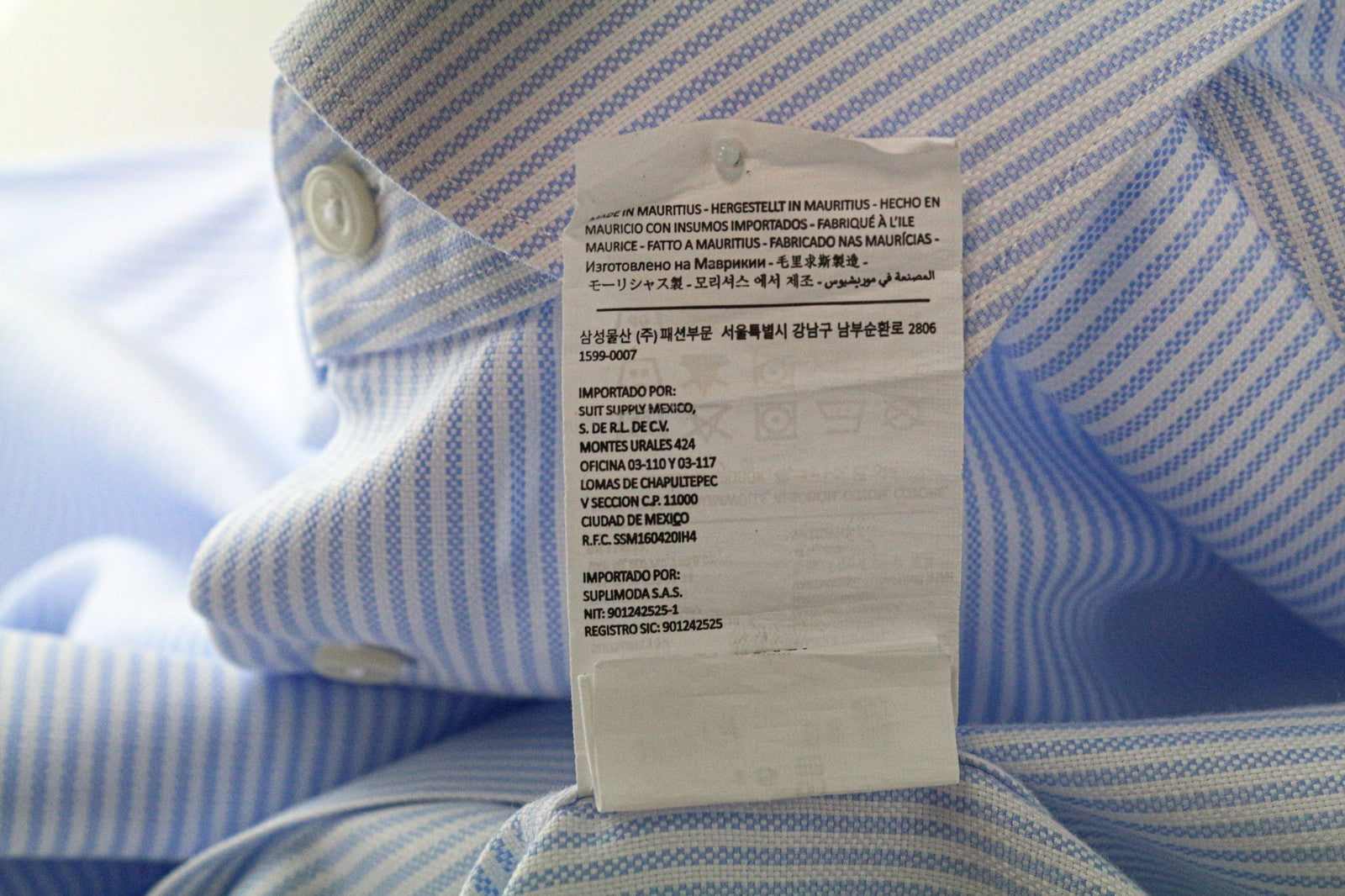 SUITSUPPLY vyriški formalūs marškiniai 41L/16L itin ploni mėlyni dryžuoti medvilniniai tvilo marškiniai 