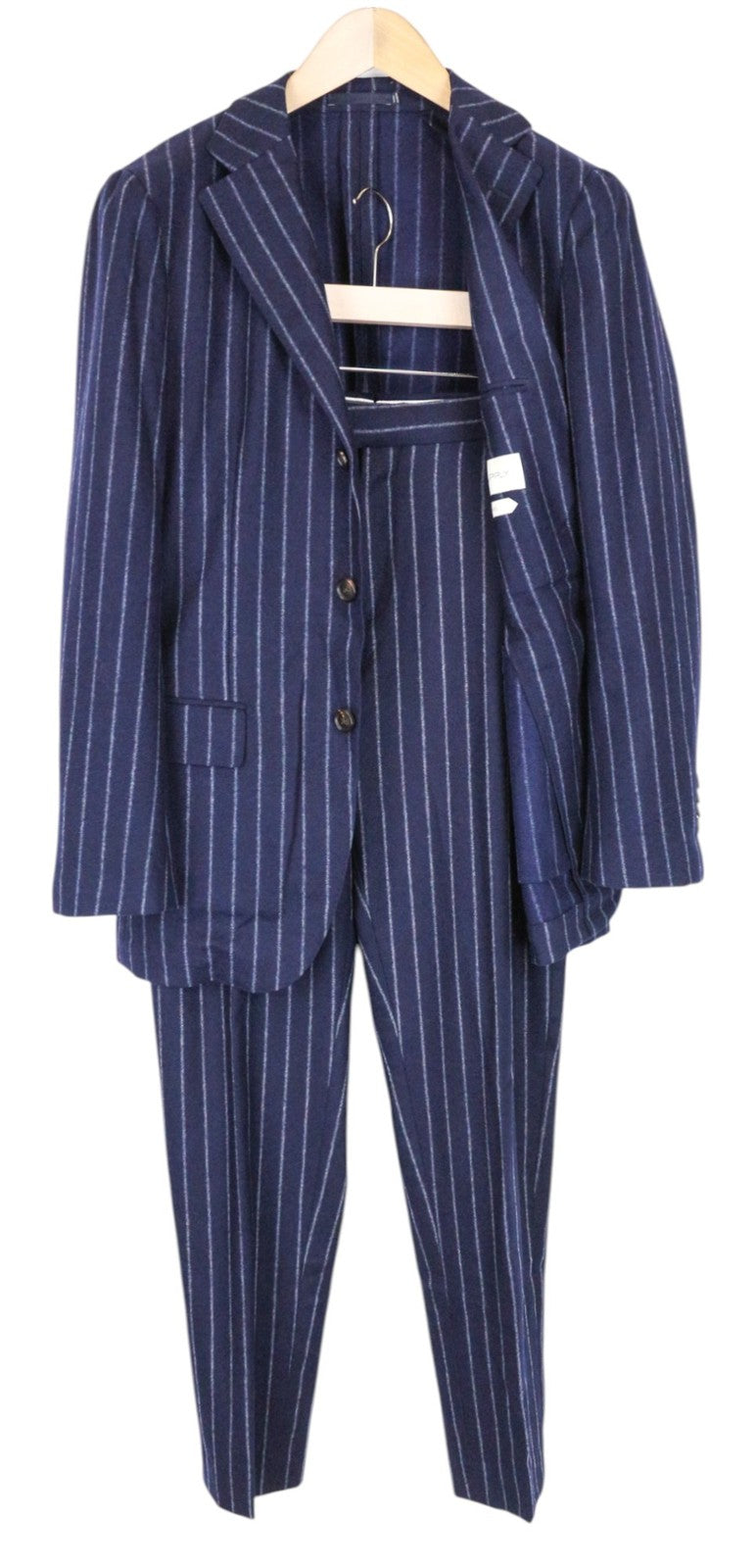 SUITSUPPLY Havana Men Suit UK36R Blue Slim Pure Wool Unlined Striped 2 Piece