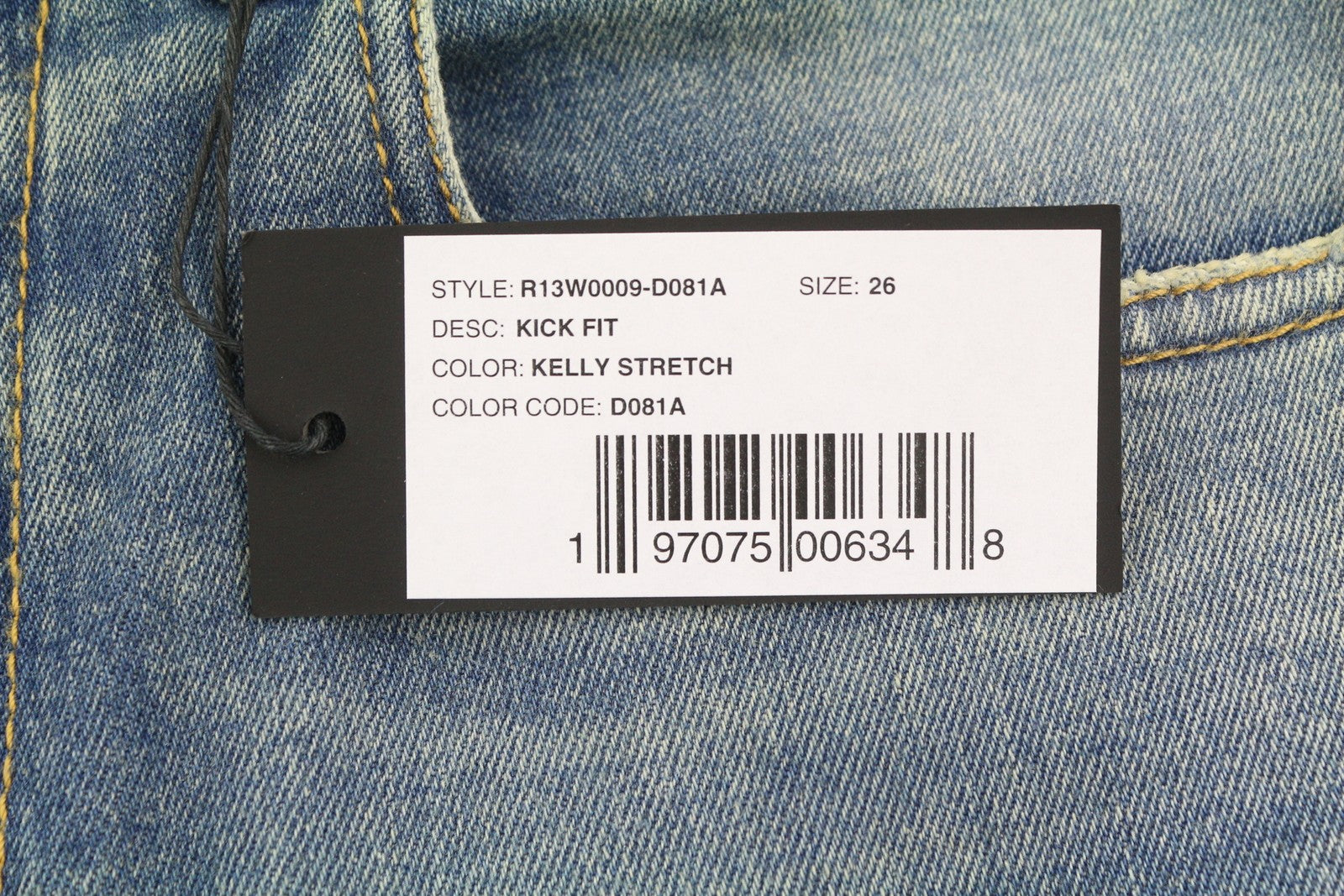 R13 Kick Fit Women Jeans 26 Kelly Stretch Cropped Whiskers Faded Blue PS26