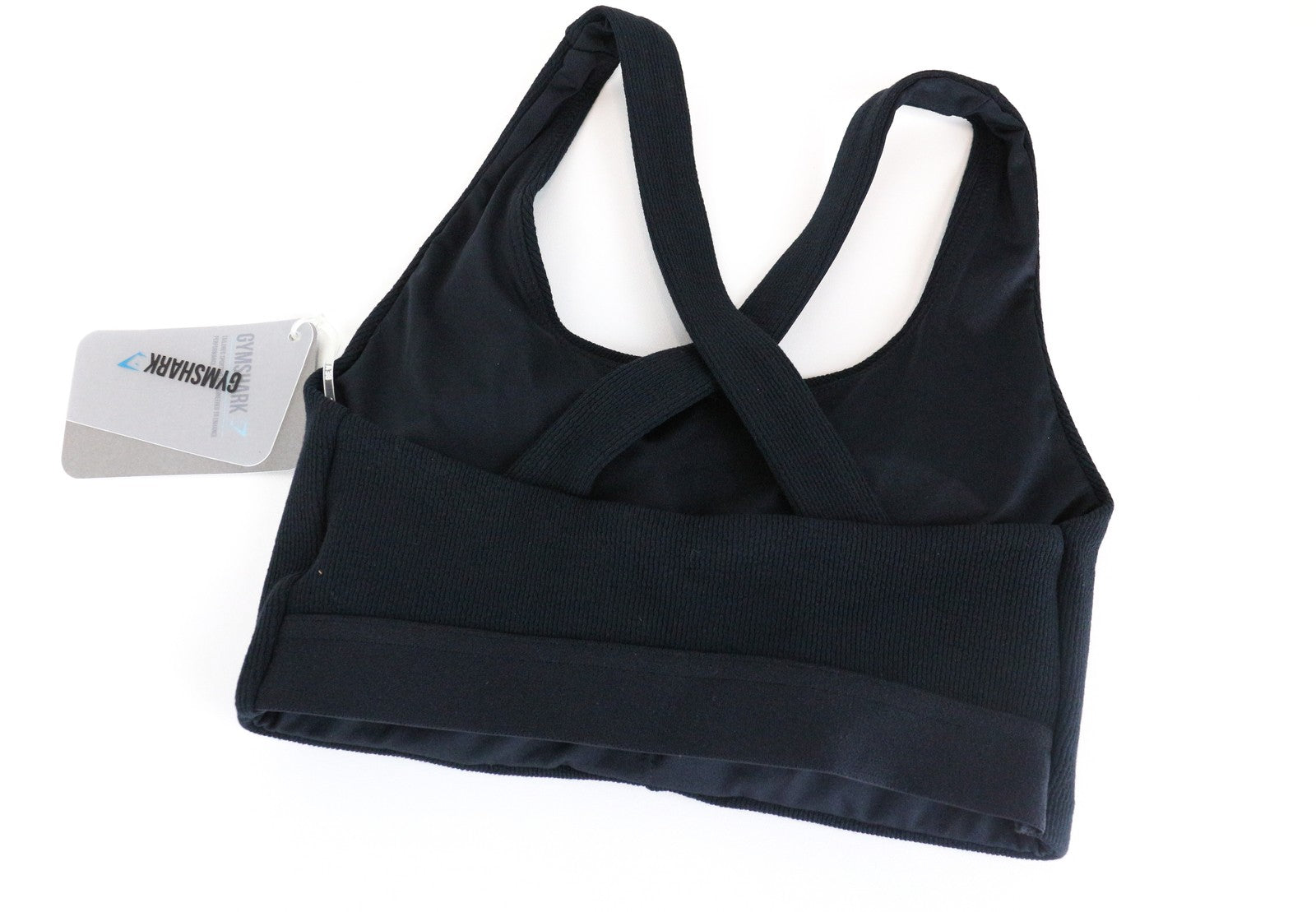 GYMSHARK Poise Women Sport Bra XS Black Stretch Cross-Over Straps Sleeveless