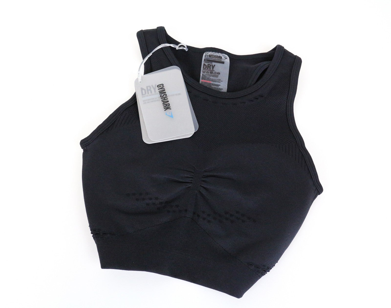 GYMSHARK Flawless Knit Women Sport Bra XS Black Stretch Sleeveless Gym