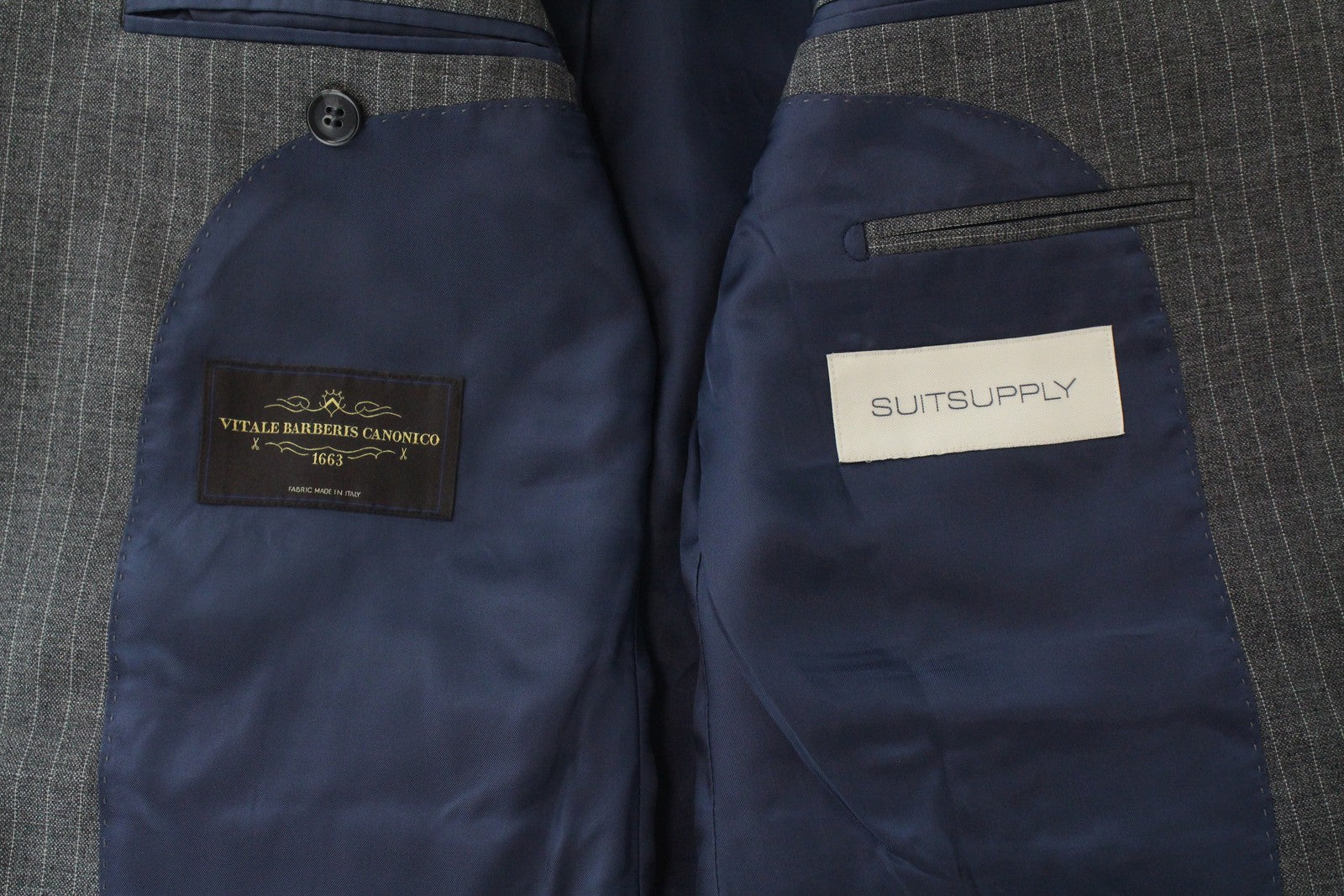 SUITSUPPLY Lazio Men Blazer UK36R Grey Pure Wool Pinstriped Single-Breasted