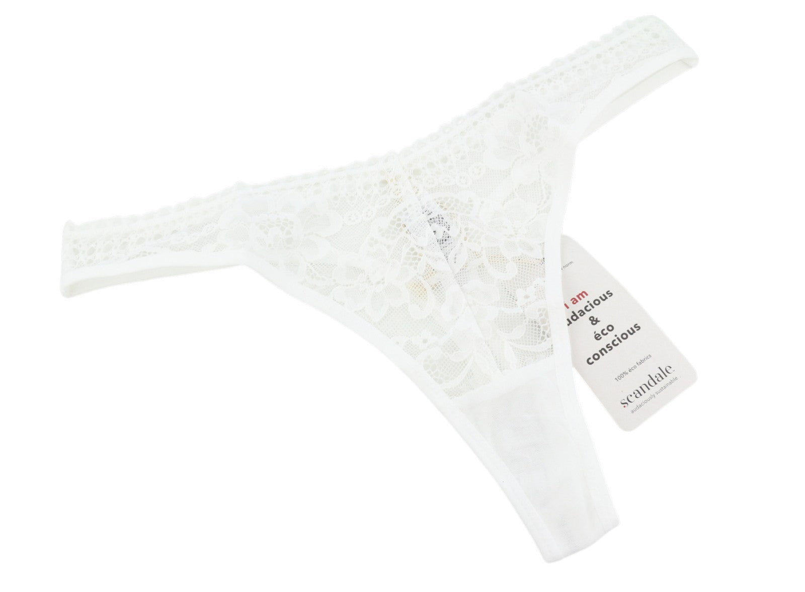 SCANDALE Le String Sensual-Undyed Women Panties S White Delicate Lace Insert