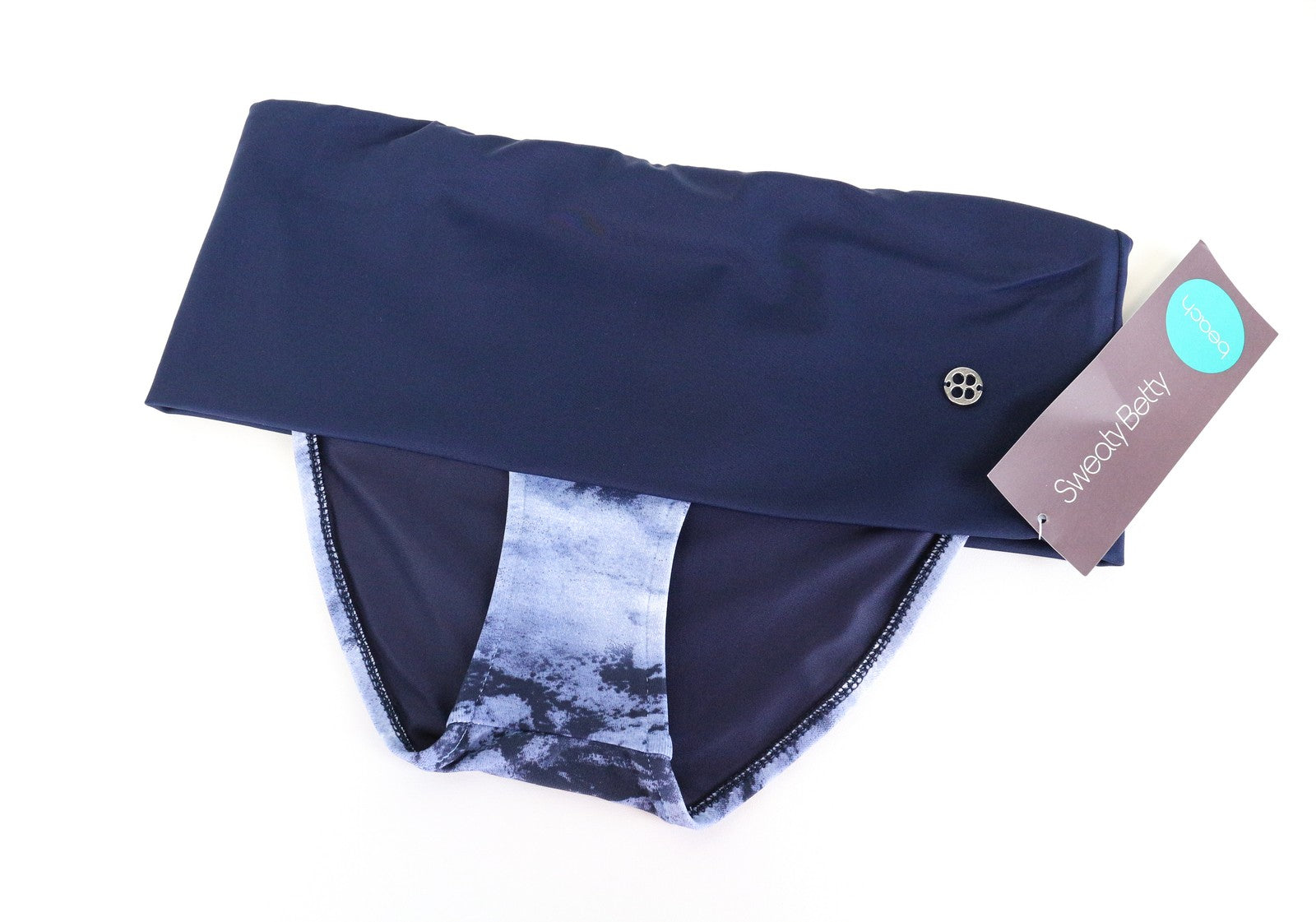 SWEATY BETTY Savasana Women Swimwear S Blue Stretch Abstract Printed Bikini Pant