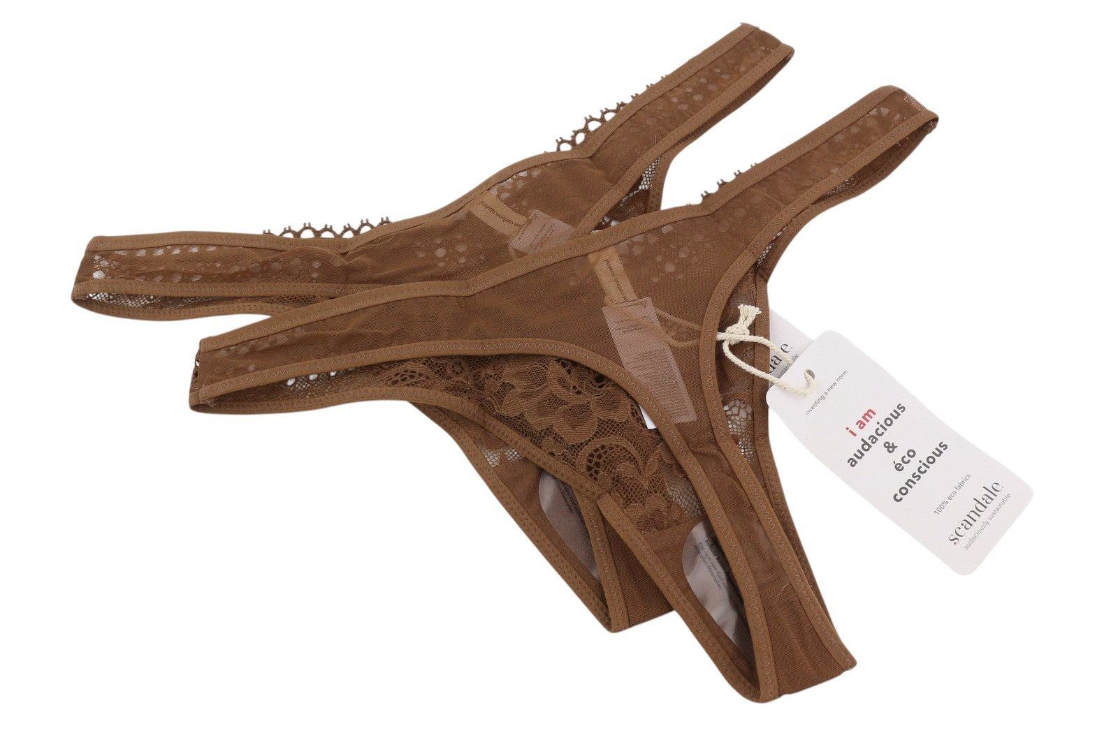 SCANDALE Le String Sensual-Nude B18 Women Panties S Brown Sheer Back 2-Pack