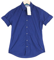 SCOTCH & SODA Ams Couture Men Shirt S Blue Slim Cotton Short Sleeved Button-Up