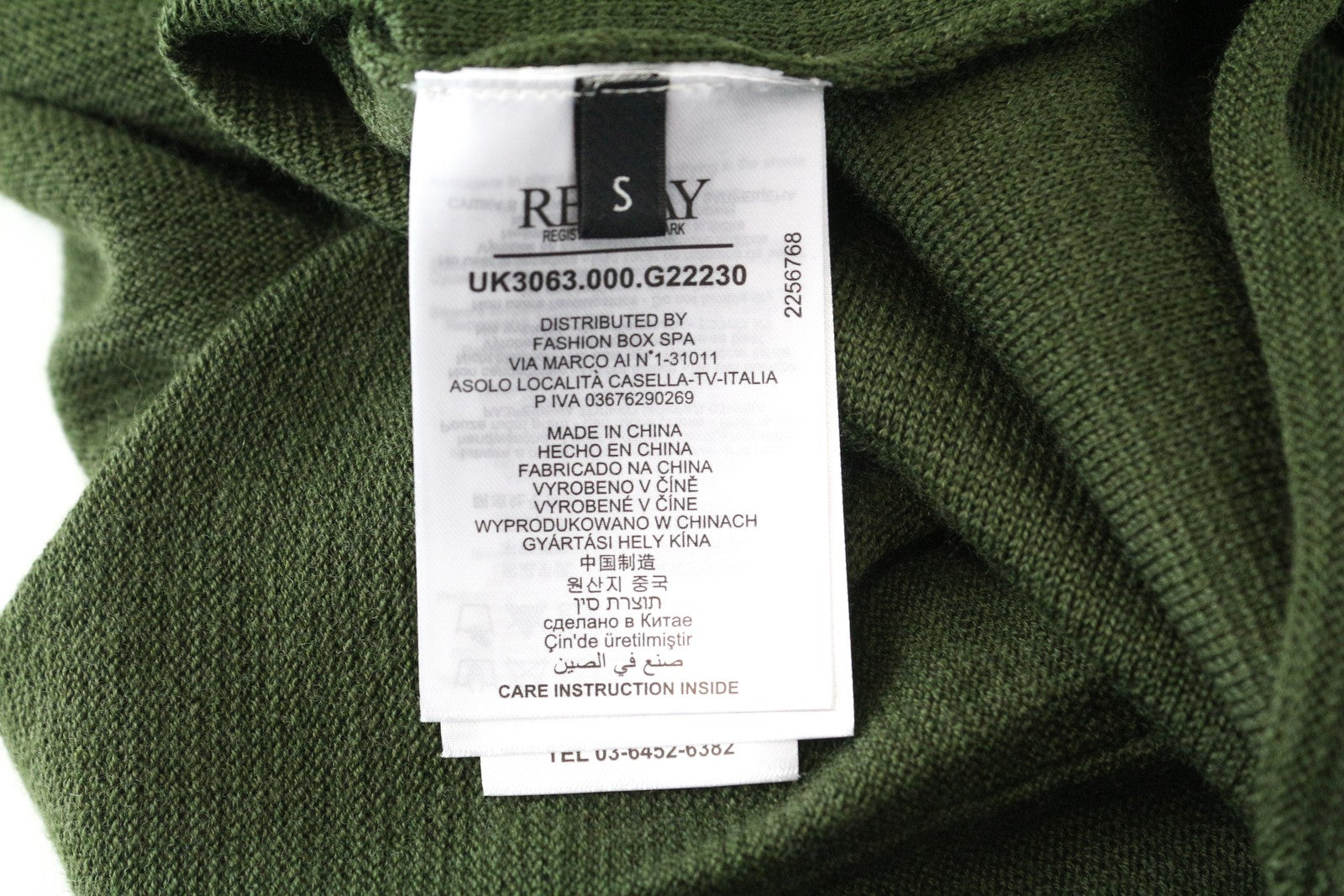 REPLAY Men Sweatshirt S Green Wool Blend Long Sleeved Casual Pull On
