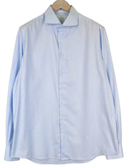 SUITSUPPLY Men's Formal Shirt 43/17 Slim Blue Cotton Button-Up Cutaway Twill