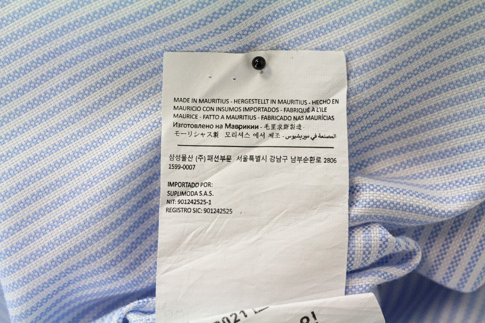 SUITSUPPLY Men's Formal Shirt 43/17 Extra Slim Blue Cotton Striped Twill