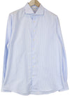 SUITSUPPLY Men's Formal Shirt 43/17 Extra Slim Blue Cotton Cutaway Striped