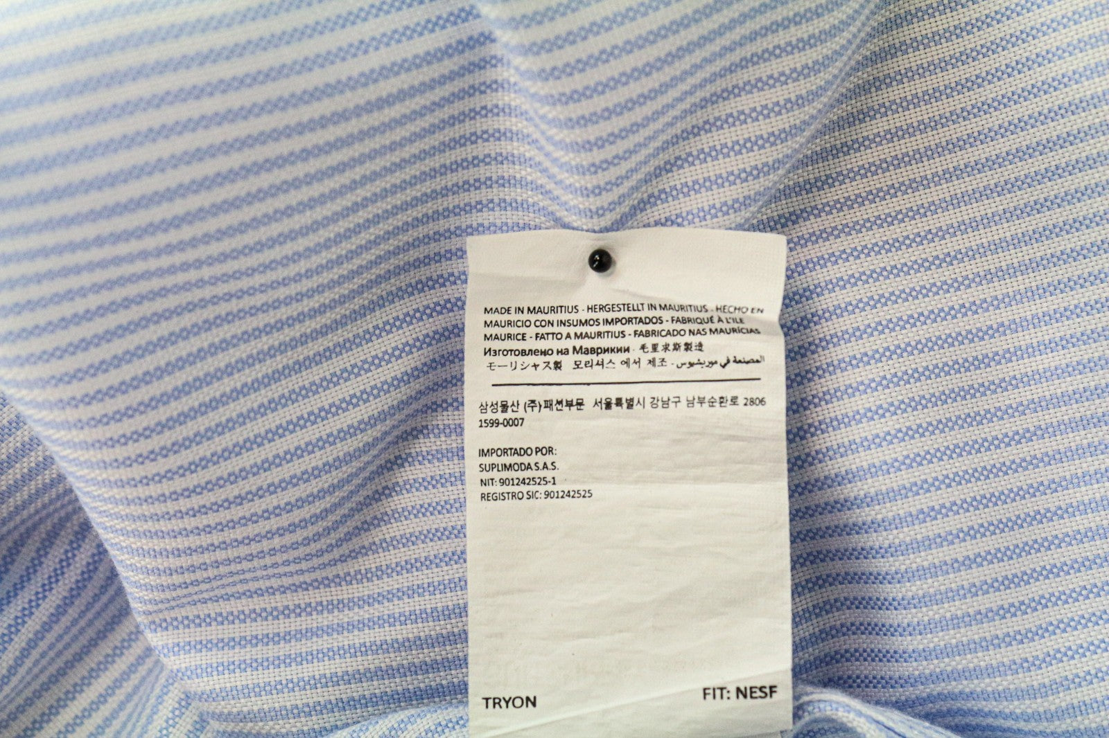 SUITSUPPLY Men's Formal Shirt 43/17 Extra Slim Blue Cotton Cutaway Striped