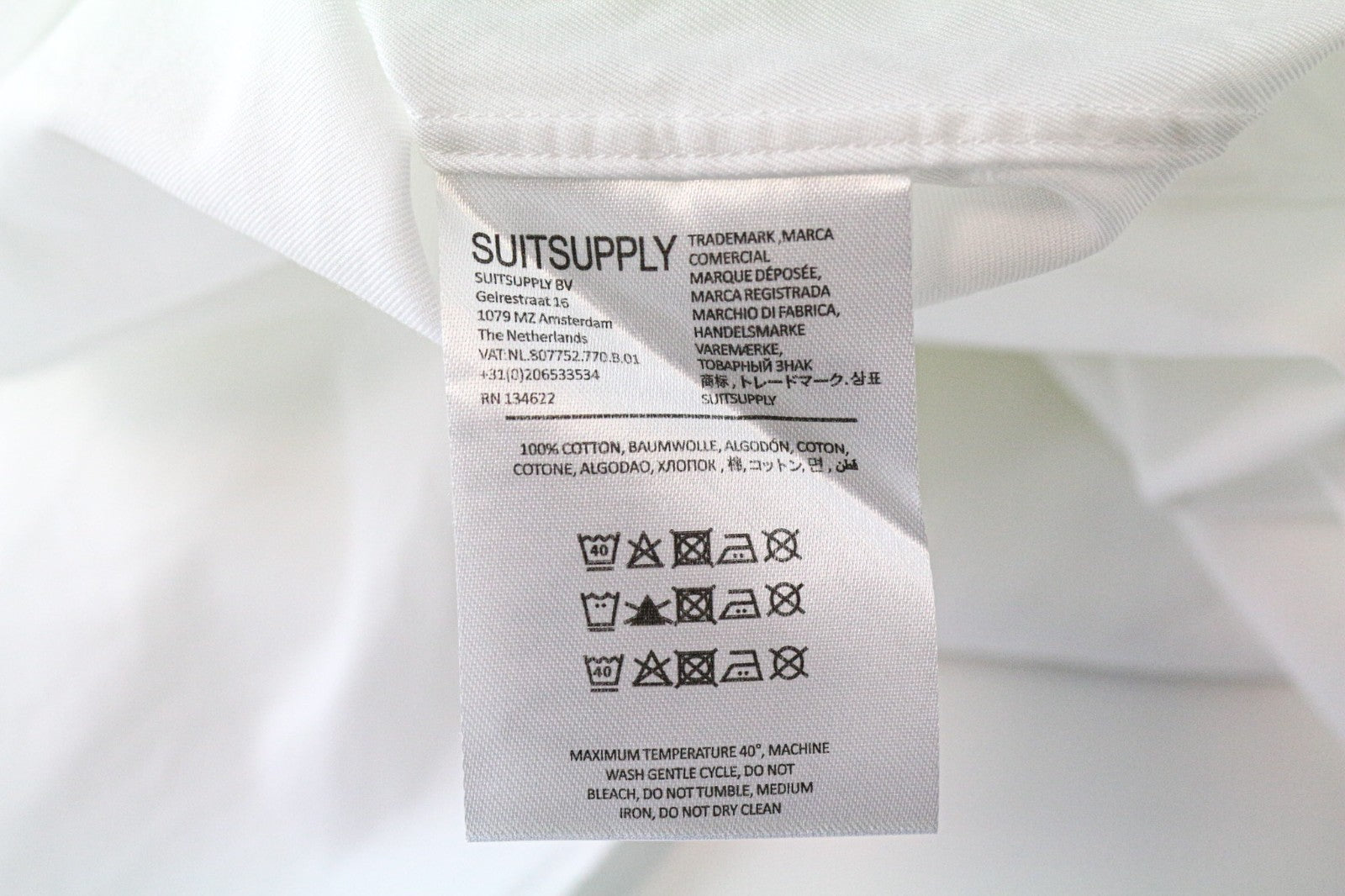 SUITSUPPLY vyriški formalūs marškiniai 46/18 ploni balti medvilniniai dryžuoti marškiniai ilgomis rankovėmis 