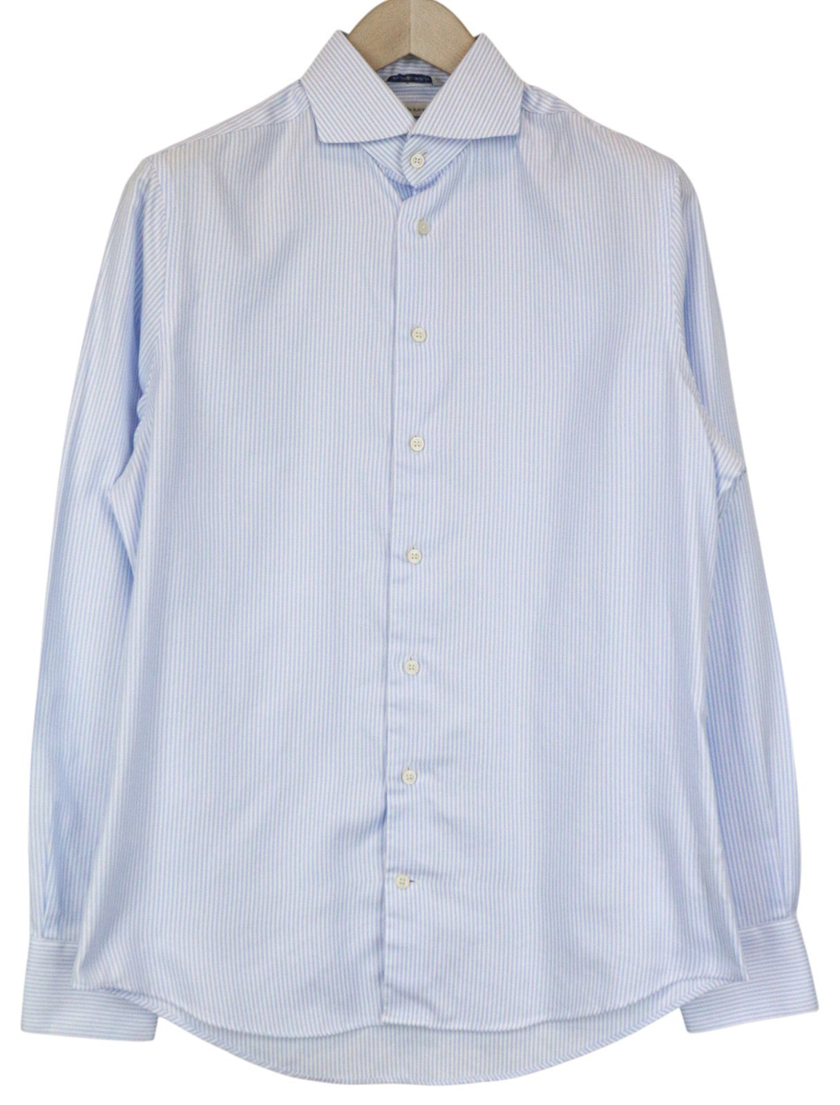 SUITSUPPLY Men's Formal Shirt 39/15 1/2 Extra Slim Blue Cotton Cutaway Striped