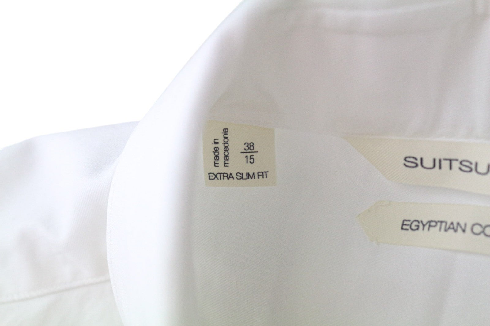 SUITSUPPLY vyriški formalūs marškinėliai 38/15 ypač ploni balti medvilniniai marškinėliai su iškirpte ilgomis rankovėmis 