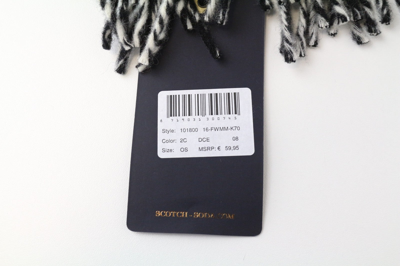 SCOTCH &amp; SODA vyriškas šalikas OS pilkas vilnos mišinio tartano languotas kutais stiliaus unisex 