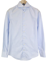 SUITSUPPLY Men's Formal Shirt 35/13.5 Blue Extra Slim Cotton Striped Try-On Fit