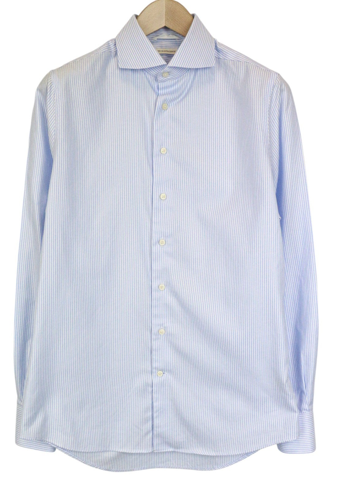 SUITSUPPLY Men's Formal Shirt 40/15.75 Extra Slim Striped Pure Cotton Try-On Fit