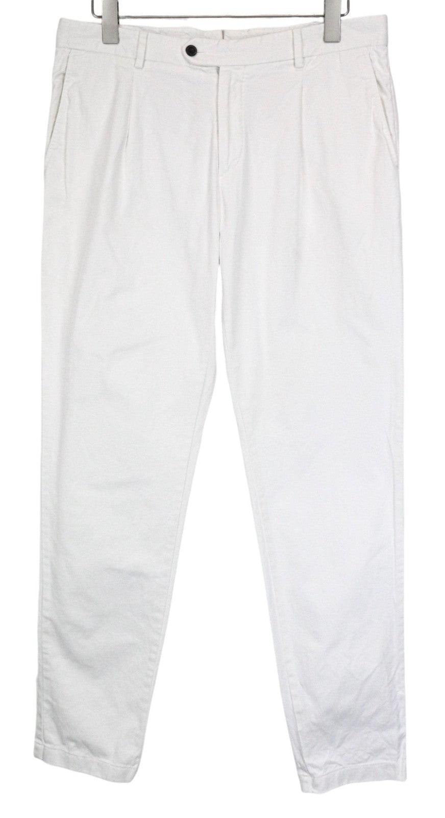 SUITSUPPLY Campo Men's Trousers UK36R White Slim Fit Cotton Blend Pleated