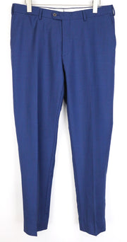 SUITSUPPLY Brescia Men's Trousers UK44L Mid Blue Slim Glen Check Pure Wool Flat